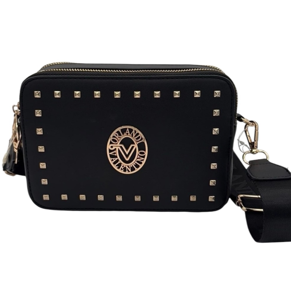 Valentino Orlandi NWT Black Crossbody Bag with Gold Accents